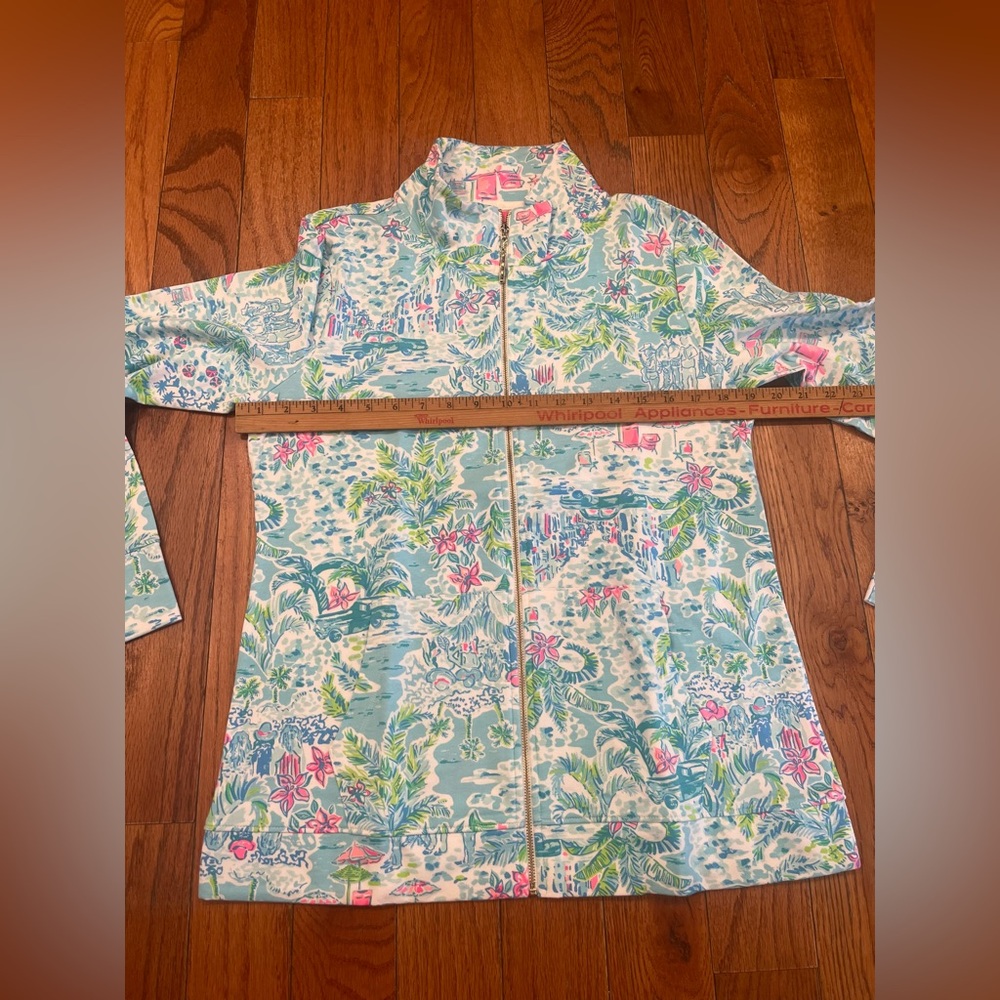Lilly Pulitzer Popover Jacket Medium M Florida Beach Scenes Full Zip French - Picture 5 of 7